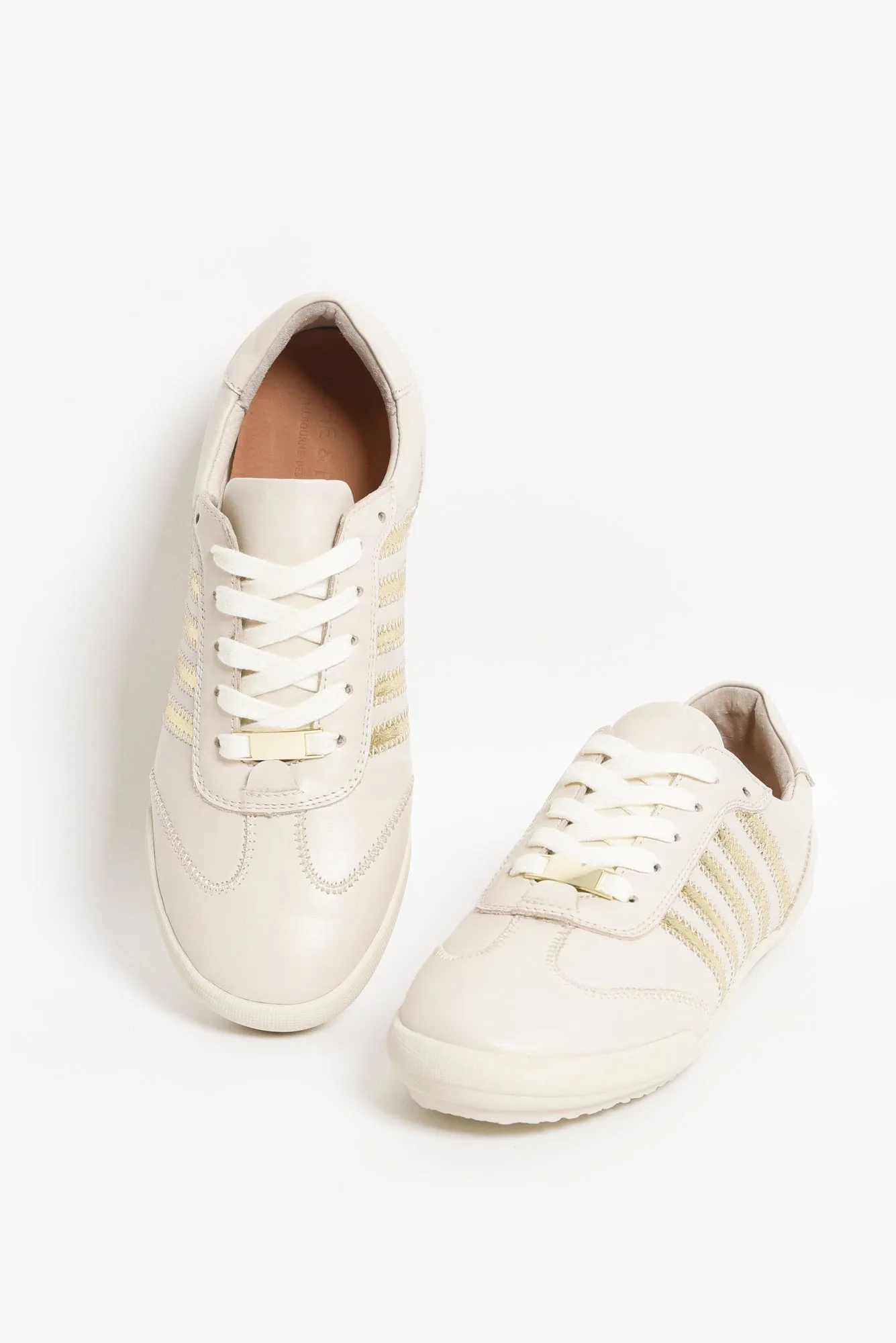 Jaffa Cream Stripe Leather Sneaker sold by Blue Bungalow