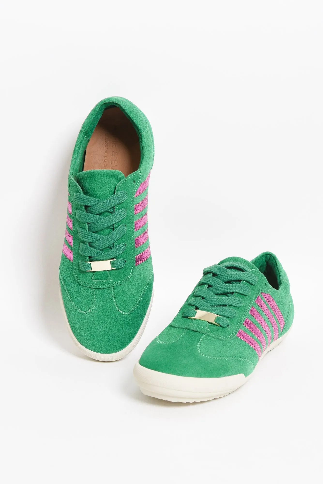 Jaddy Green Stripe Suede Sneaker sold by Blue Bungalow