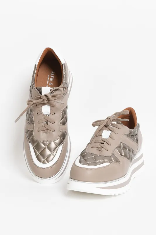 Helena Grey Leather Platform Sneaker sold by Blue Bungalow
