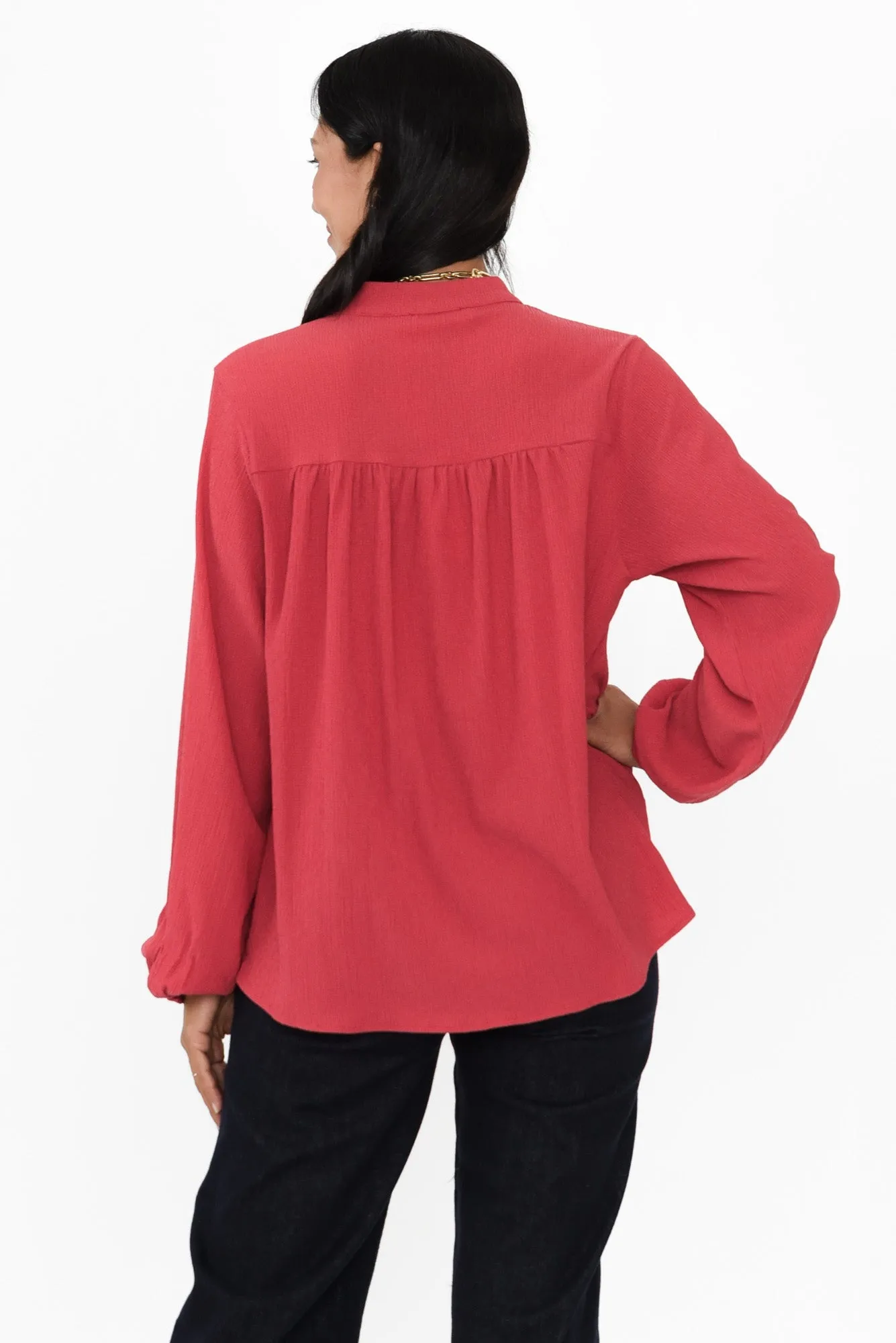 Marie Red Button Blouse sold by Blue Bungalow product image thumbnail 4