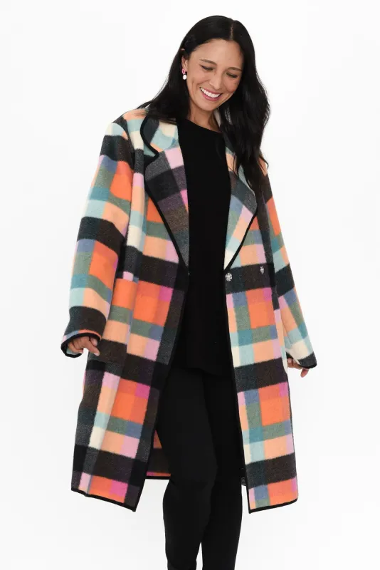 Ellie Rainbow Check Coat sold by Blue Bungalow