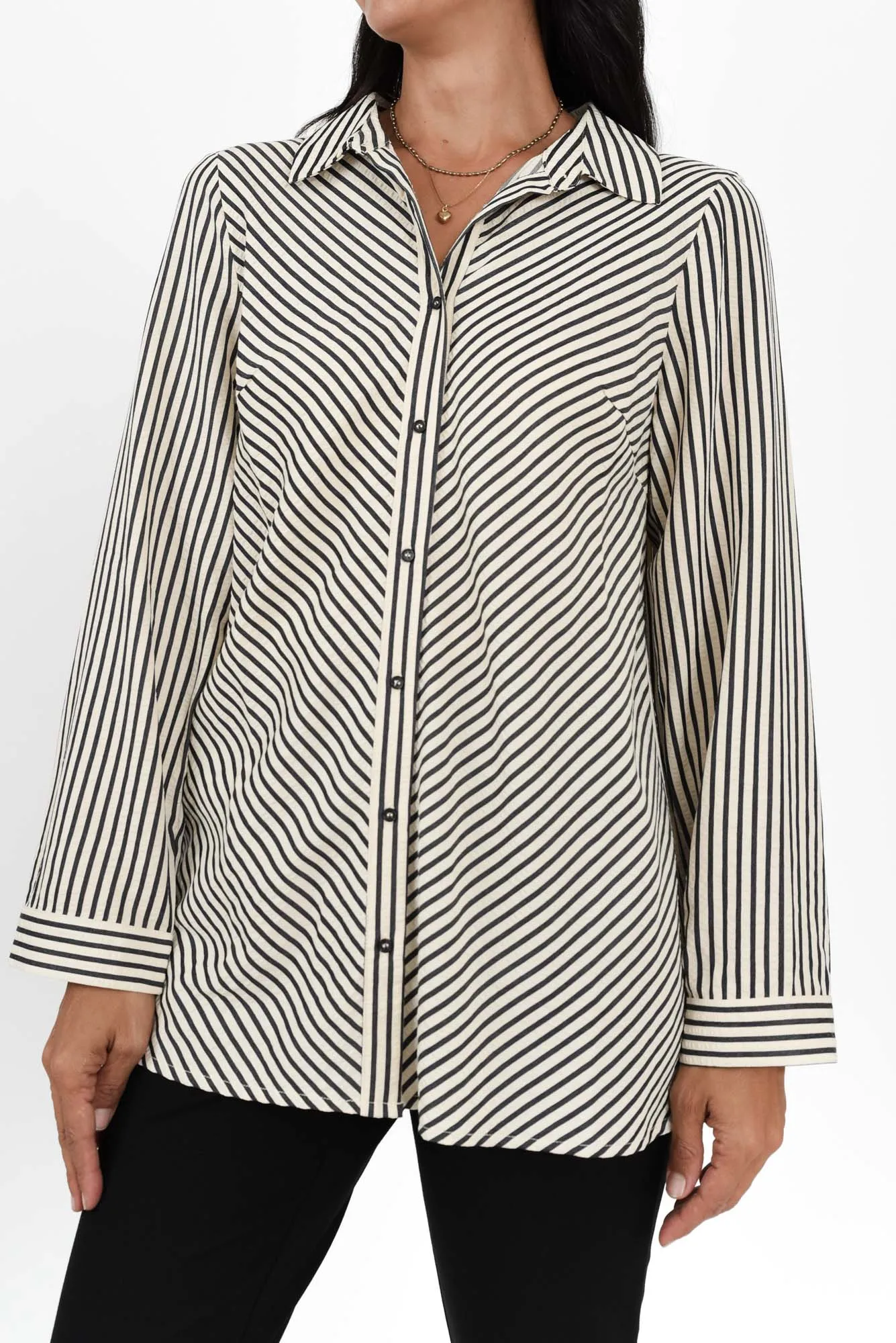 Zania Black Stripe Crinkle Shirt sold by Blue Bungalow product image thumbnail 5