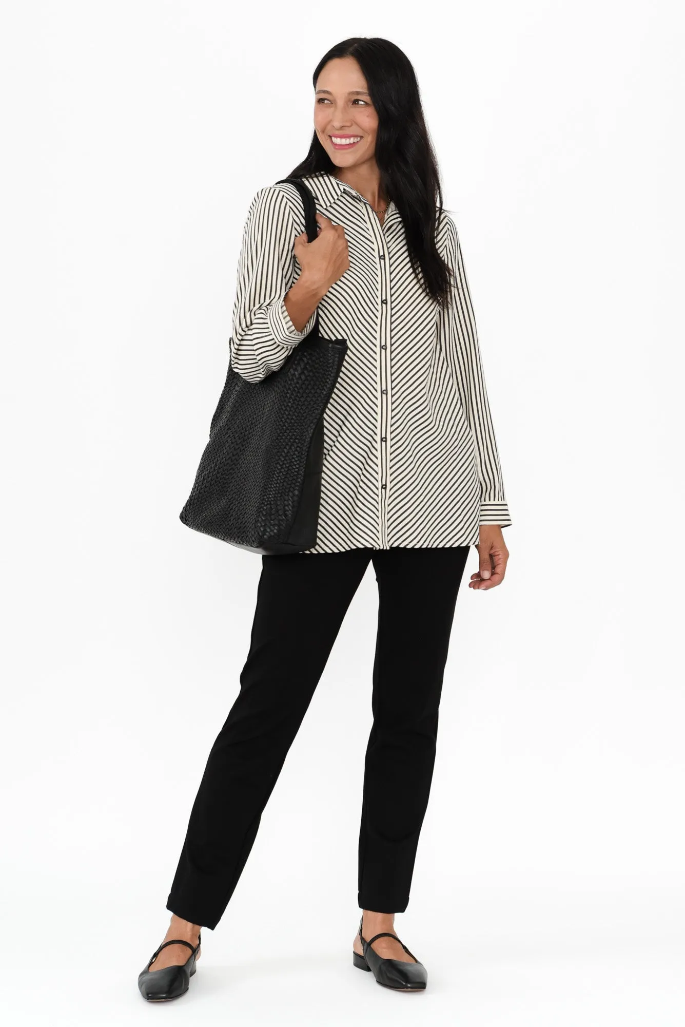 Zania Black Stripe Crinkle Shirt sold by Blue Bungalow product image thumbnail 2