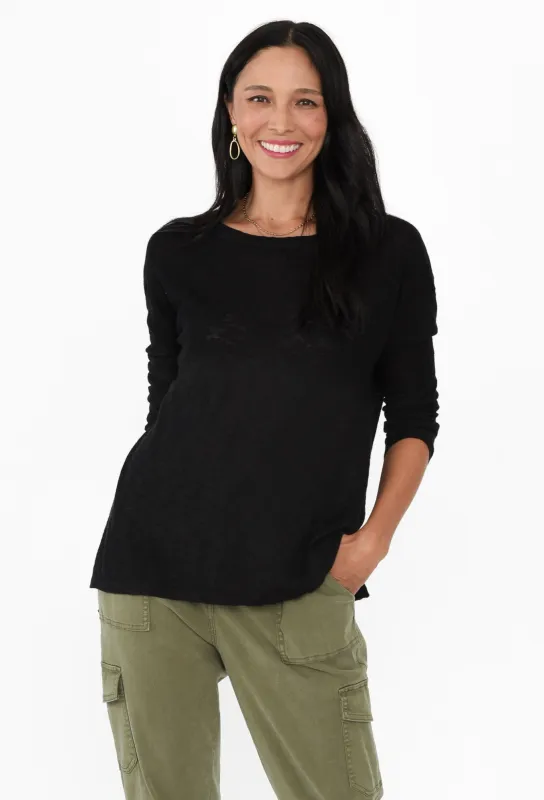 Natasha Black Knit Top sold by Blue Bungalow