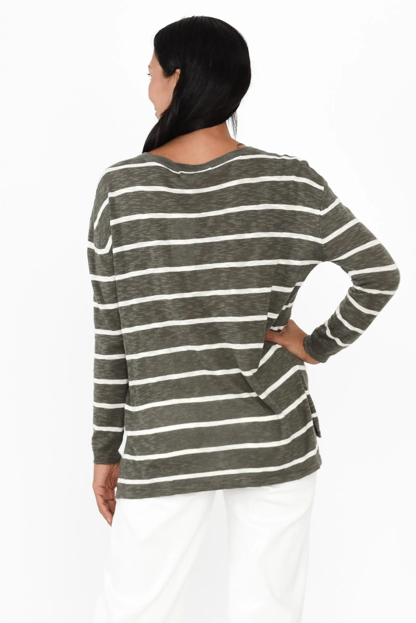 Natasha Green Stripe Knit Top sold by Blue Bungalow product image thumbnail 5