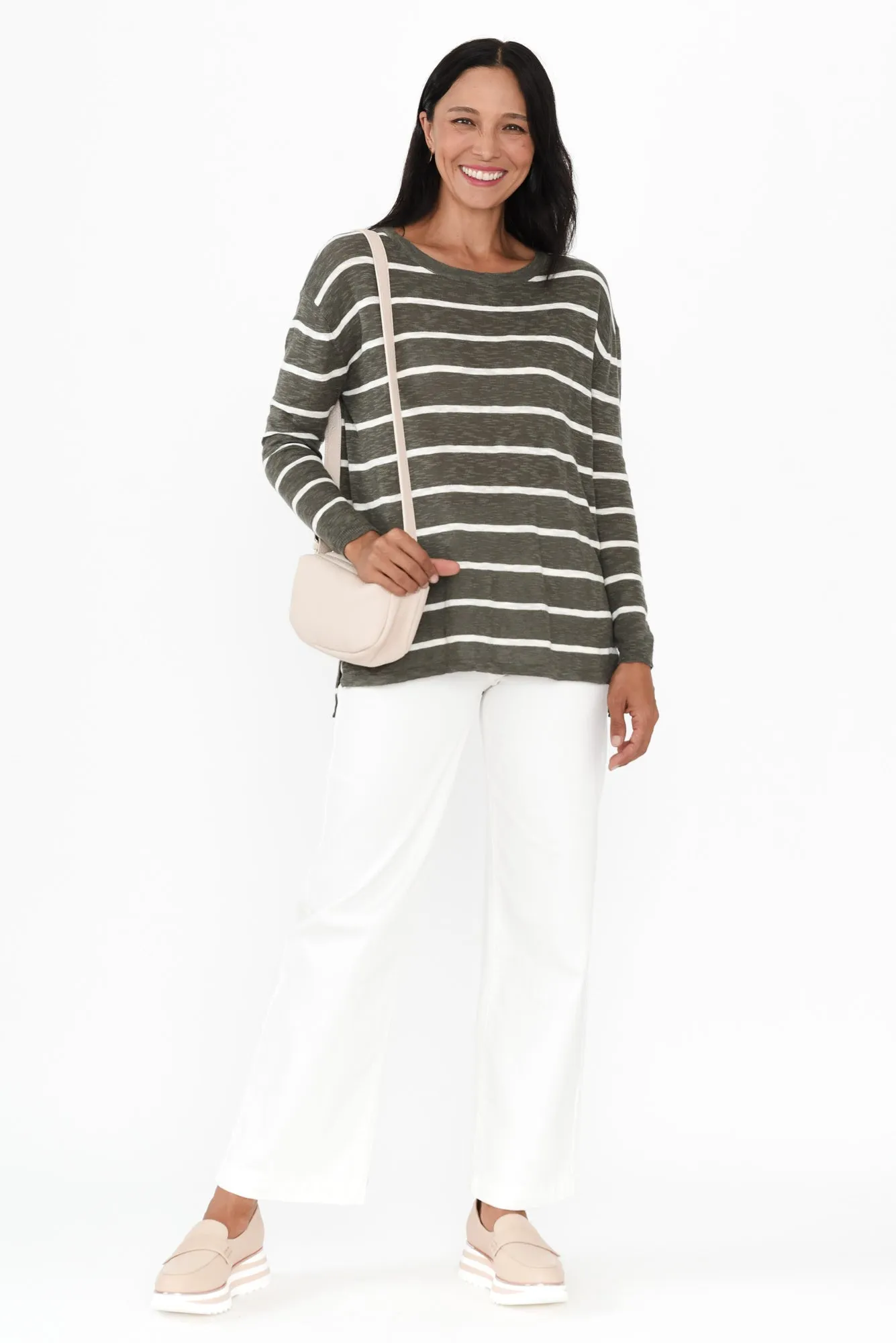 Natasha Green Stripe Knit Top sold by Blue Bungalow product image thumbnail 2