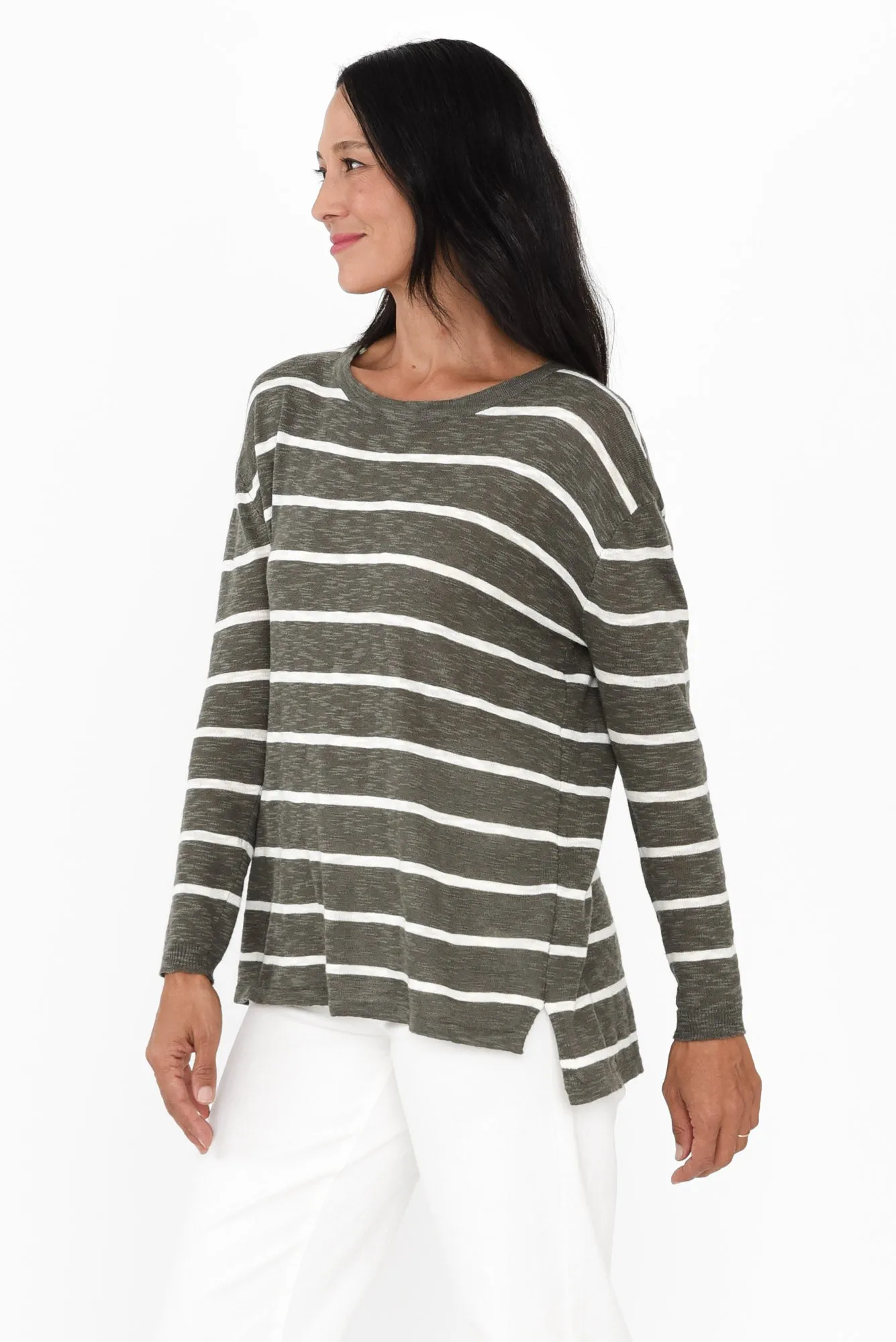 Natasha Green Stripe Knit Top sold by Blue Bungalow product image thumbnail 4