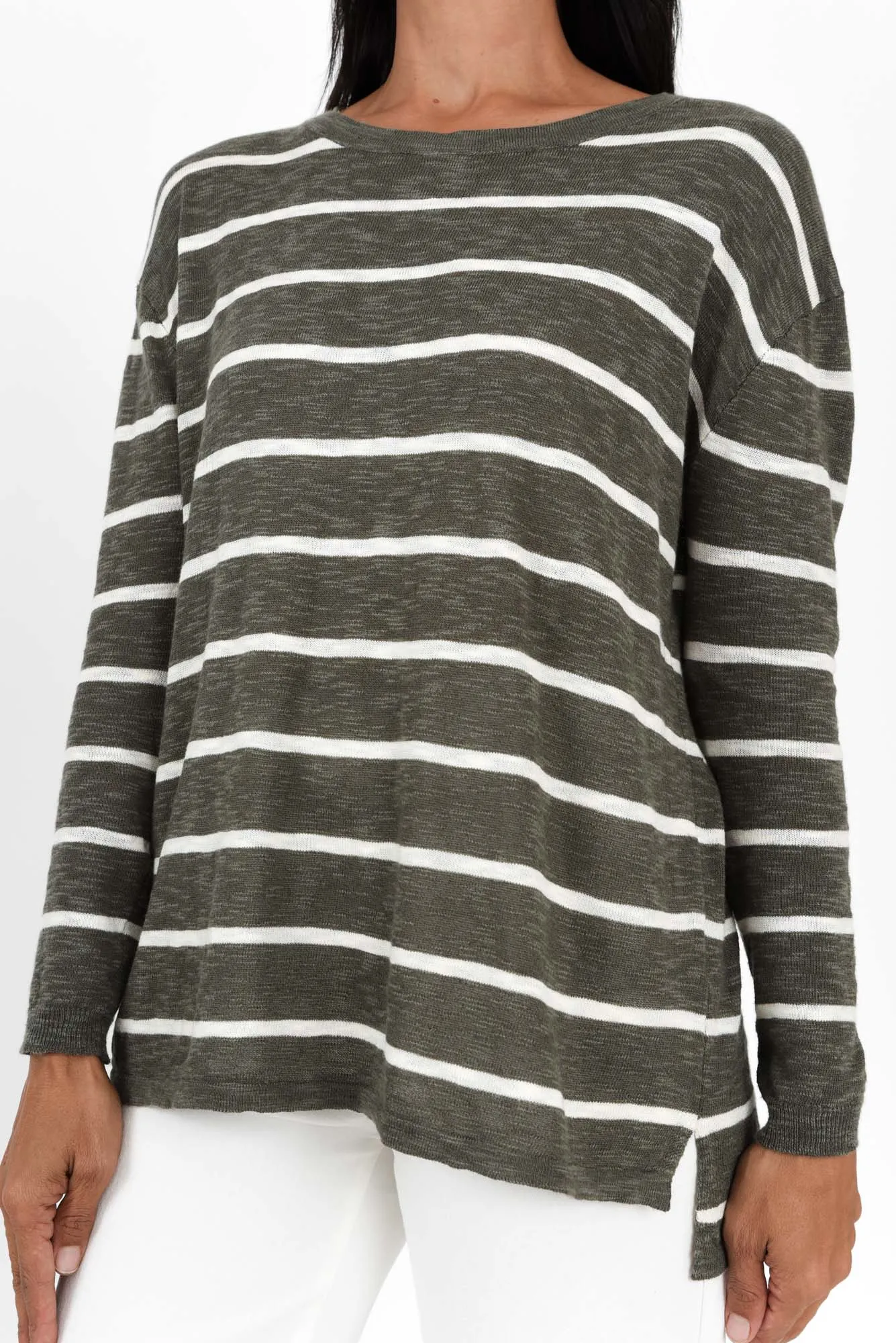 Natasha Green Stripe Knit Top sold by Blue Bungalow product image thumbnail 3
