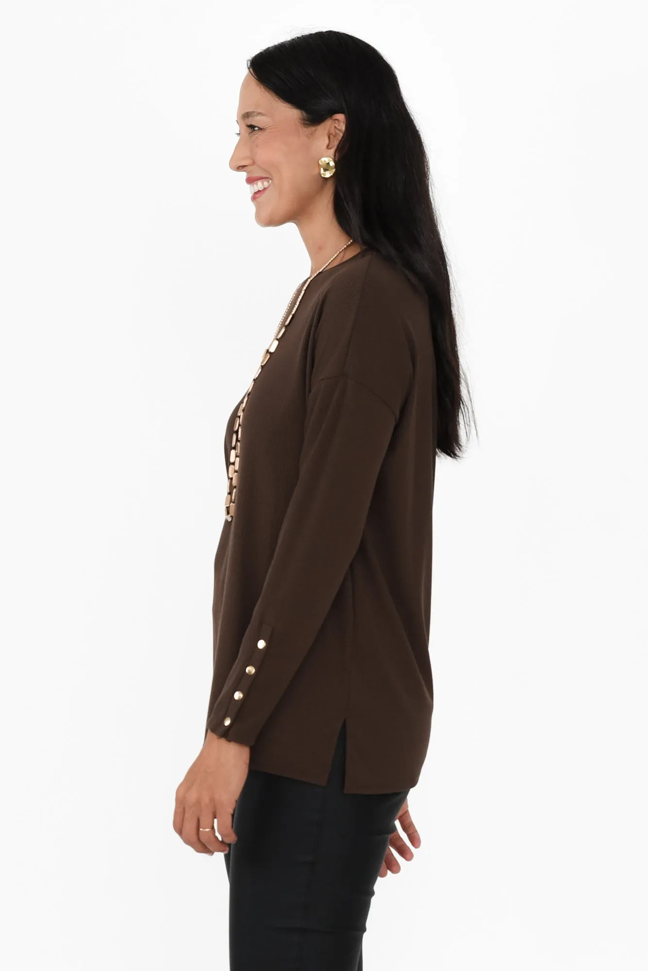 Hendrix Brown Long Sleeve Tee sold by Blue Bungalow product image thumbnail 3