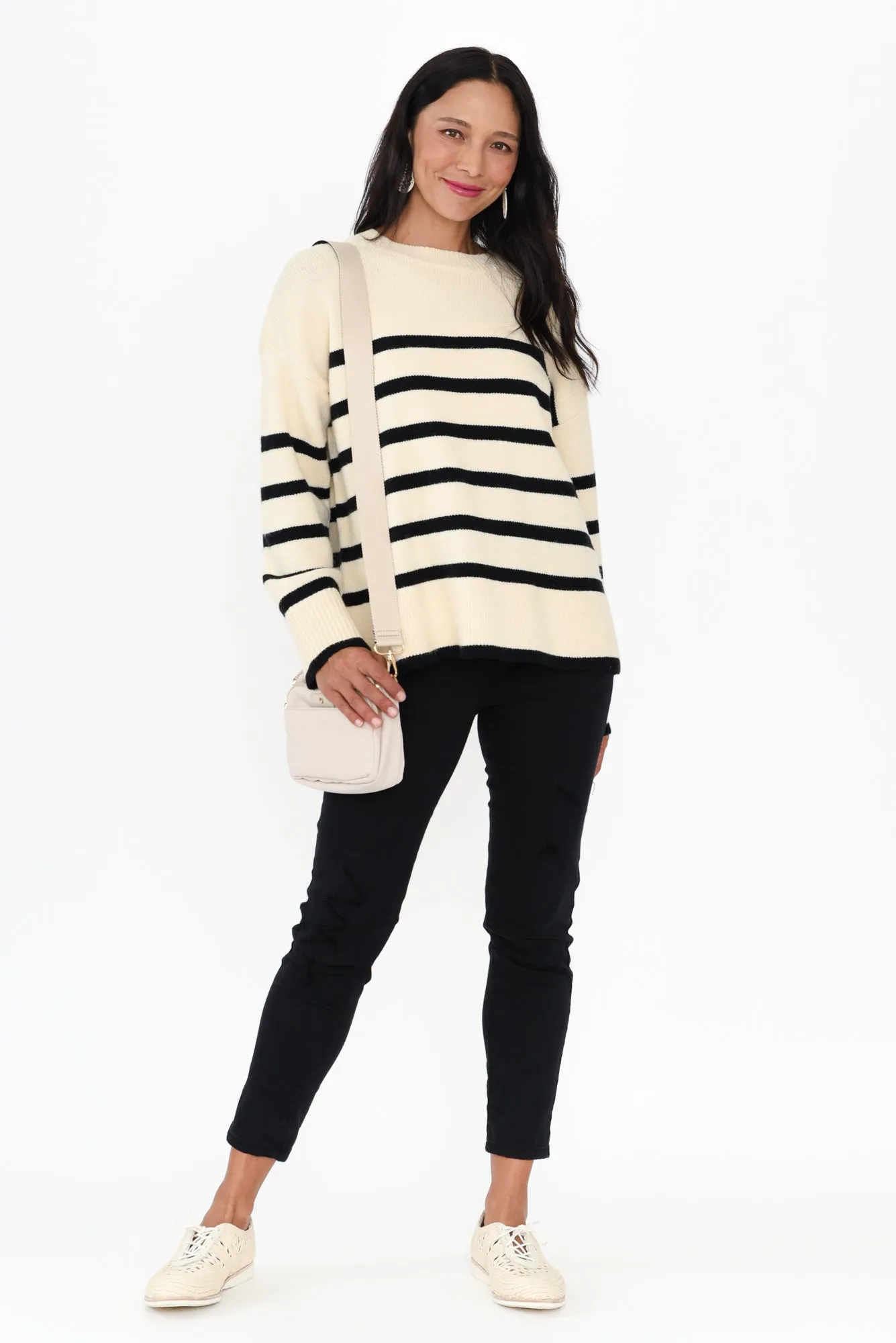 Edith Black Stripe Knit Jumper sold by Blue Bungalow product image thumbnail 2