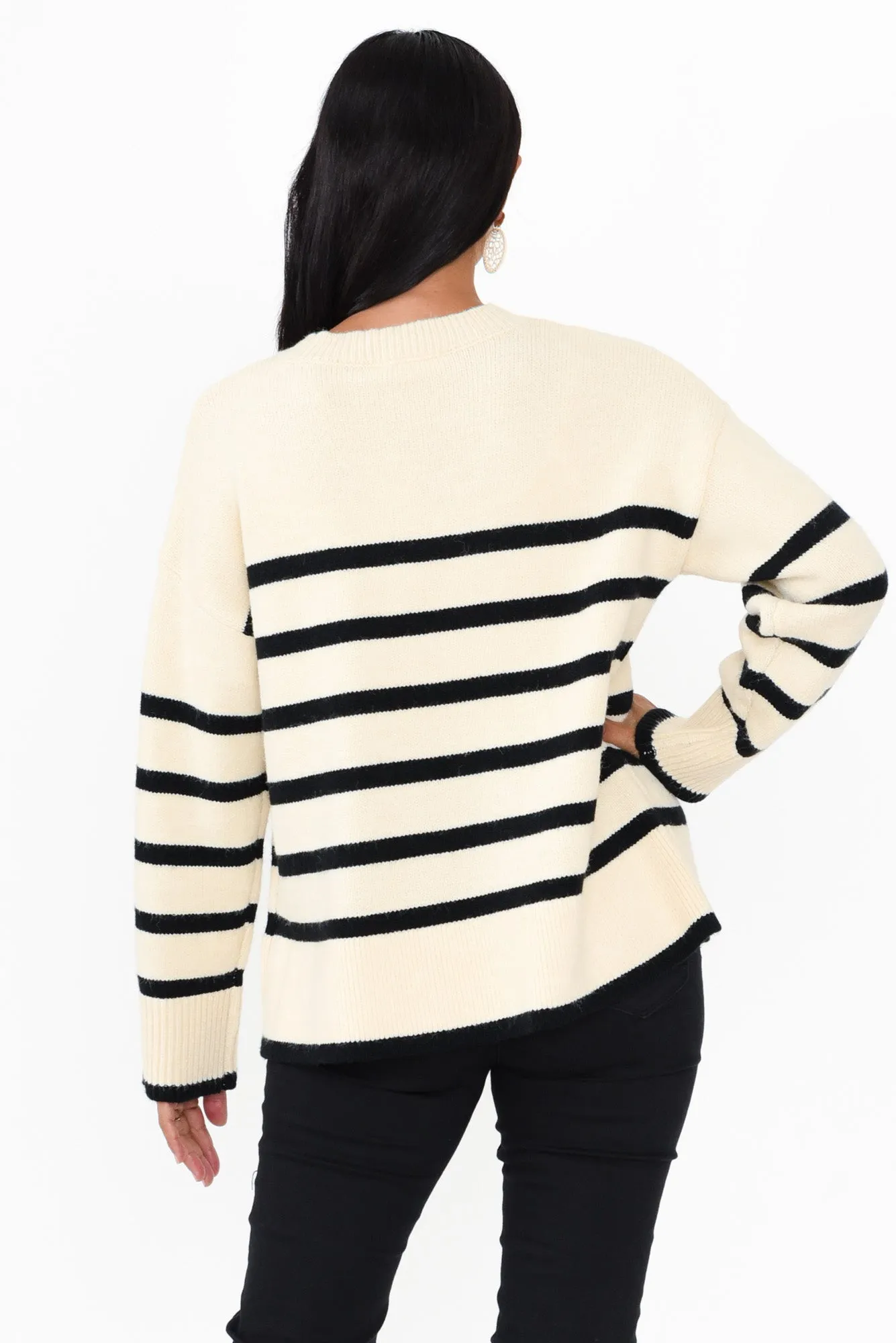 Edith Black Stripe Knit Jumper sold by Blue Bungalow product image thumbnail 4