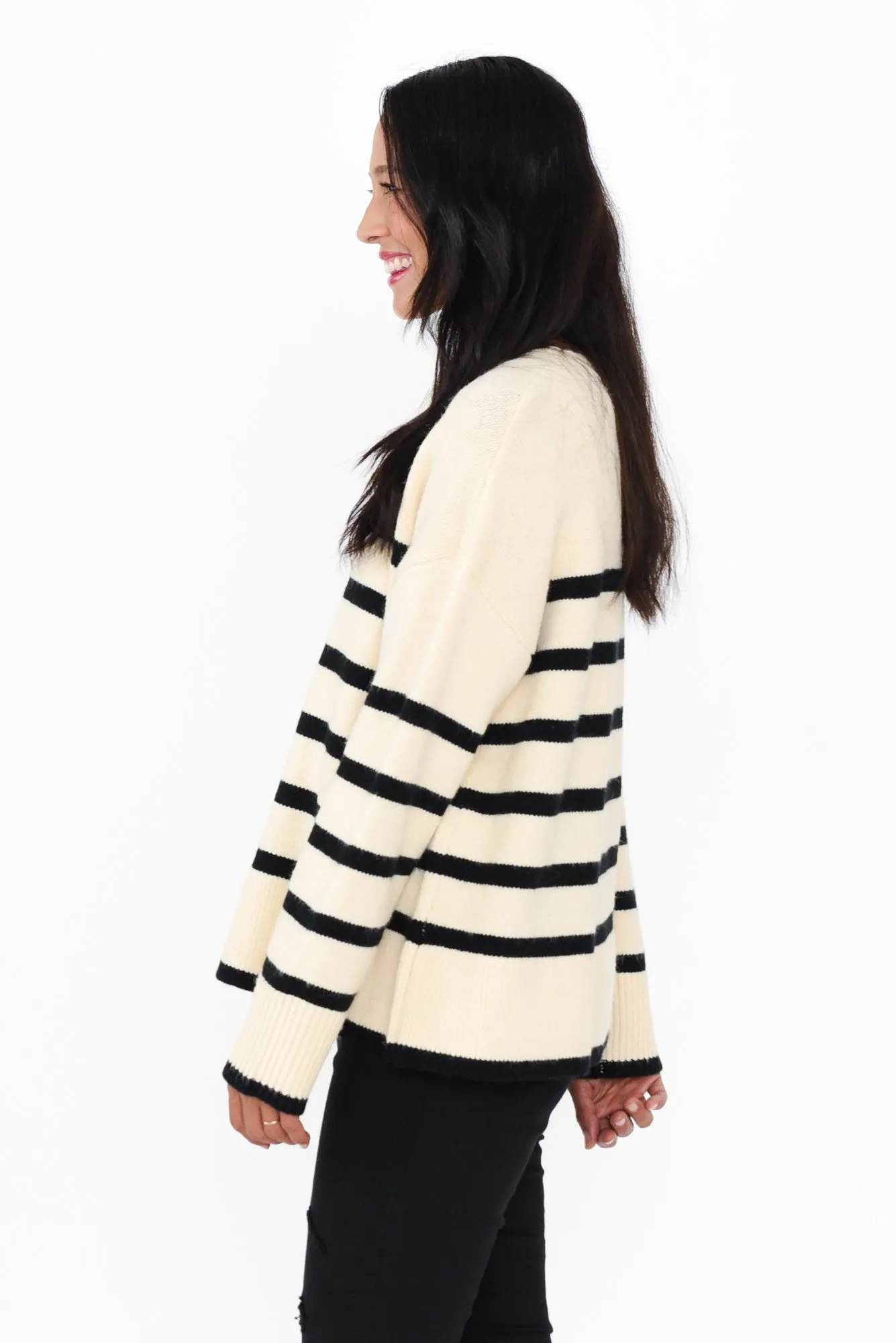 Edith Black Stripe Knit Jumper sold by Blue Bungalow product image thumbnail 3