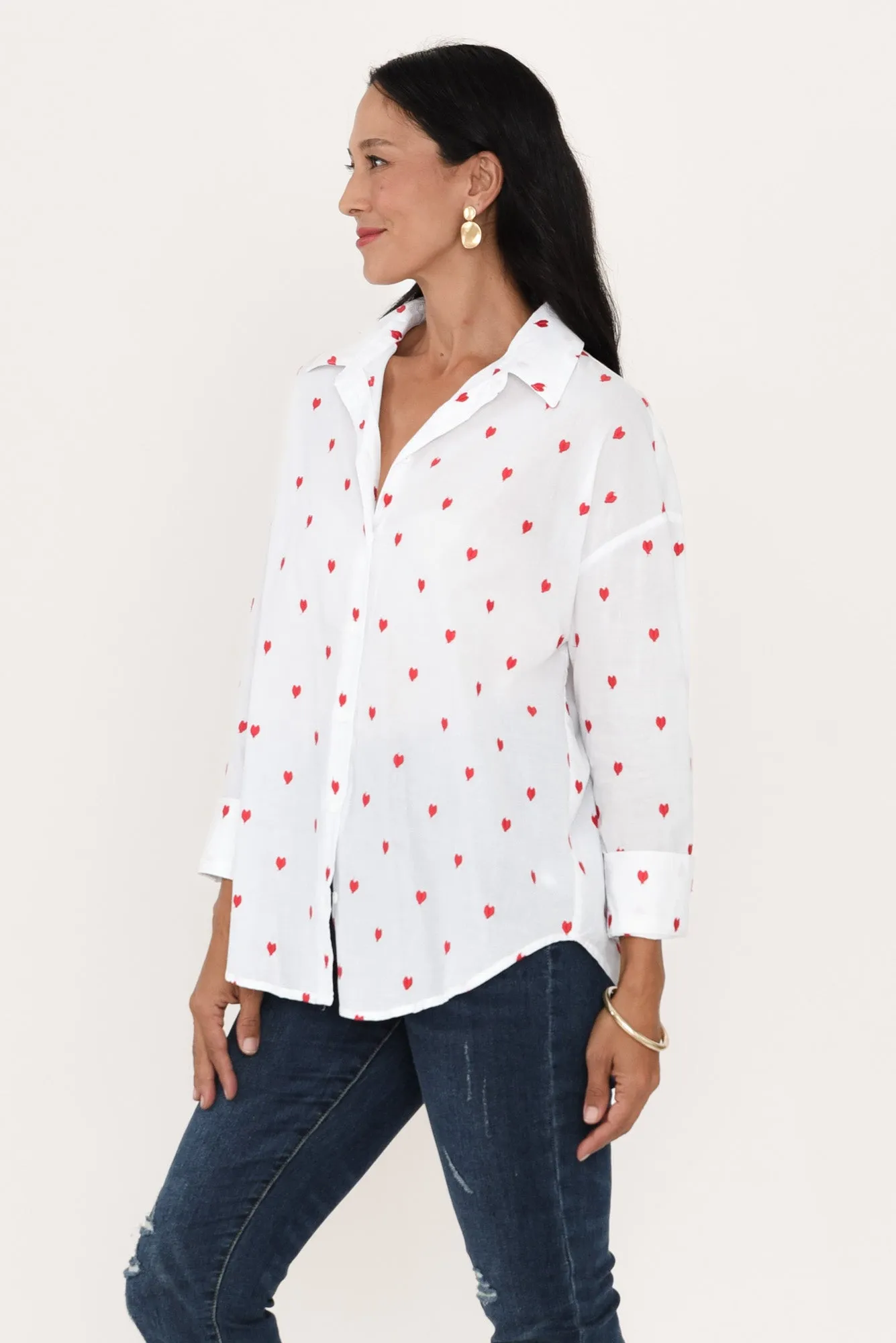 Sage White Heart Cotton Shirt sold by Blue Bungalow product image thumbnail 3