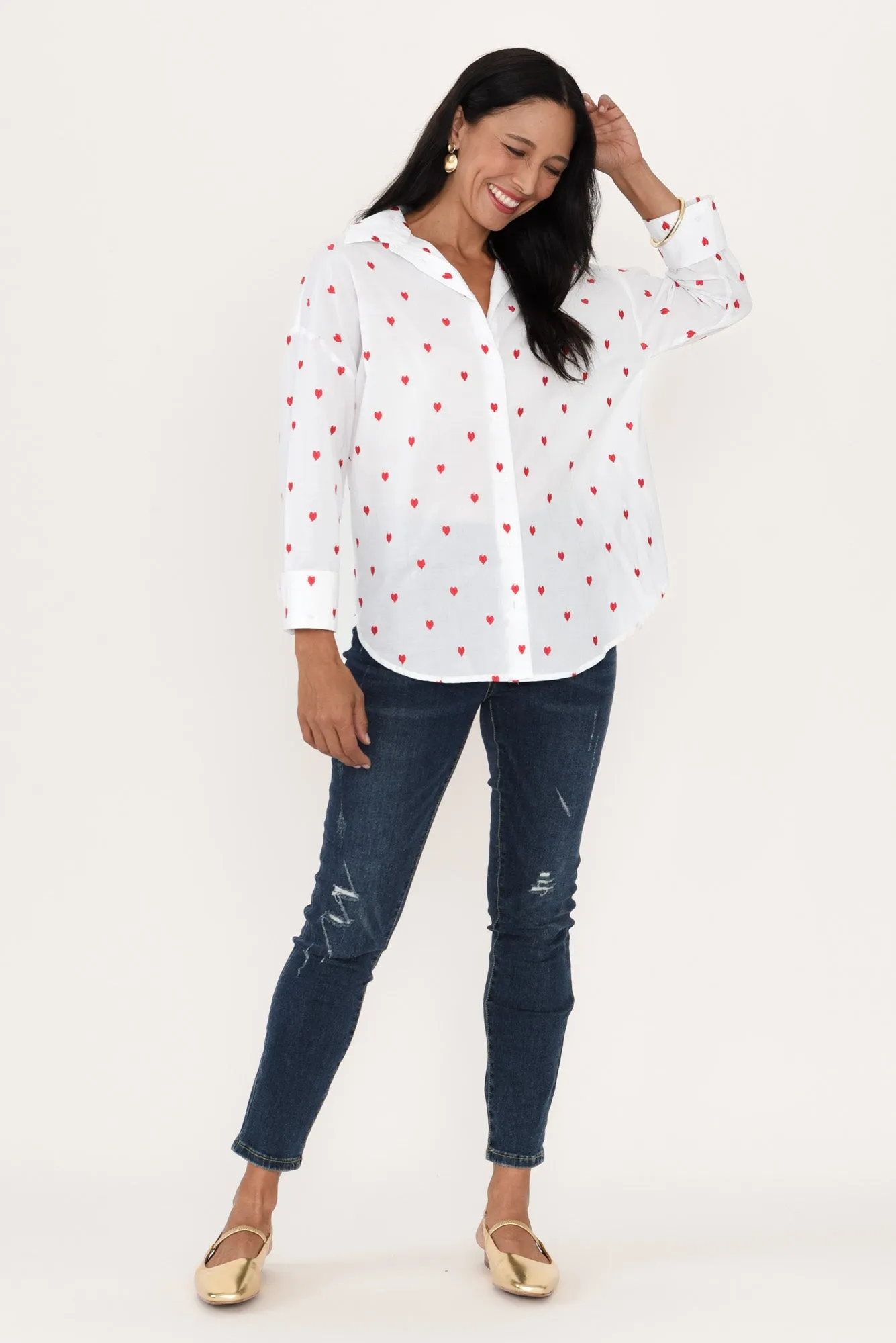 Sage White Heart Cotton Shirt sold by Blue Bungalow product image thumbnail 2