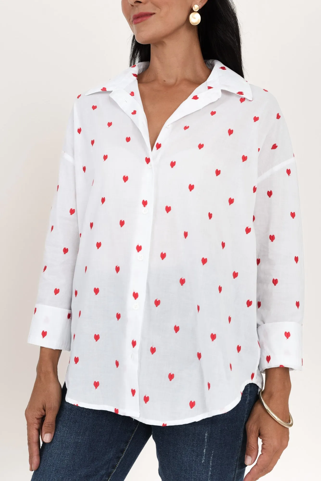 Sage White Heart Cotton Shirt sold by Blue Bungalow product image thumbnail 5
