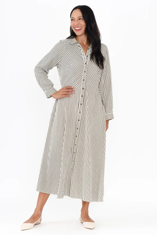 Soleo Black Stripe Crinkle Dress sold by Blue Bungalow