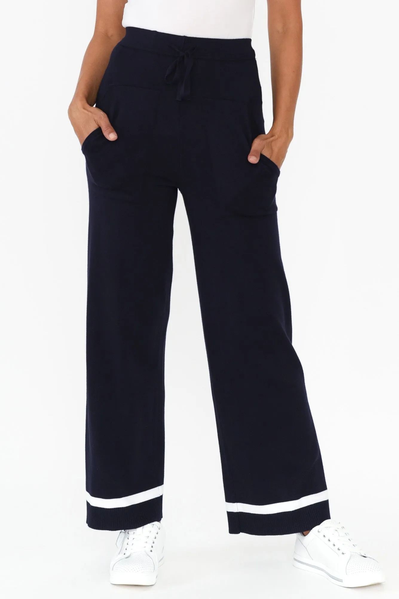 Delphine Navy Knit Pants sold by Blue Bungalow product image thumbnail 3