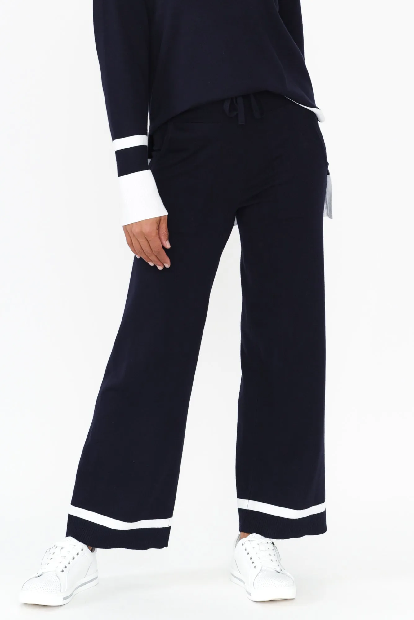 Delphine Navy Knit Pants sold by Blue Bungalow