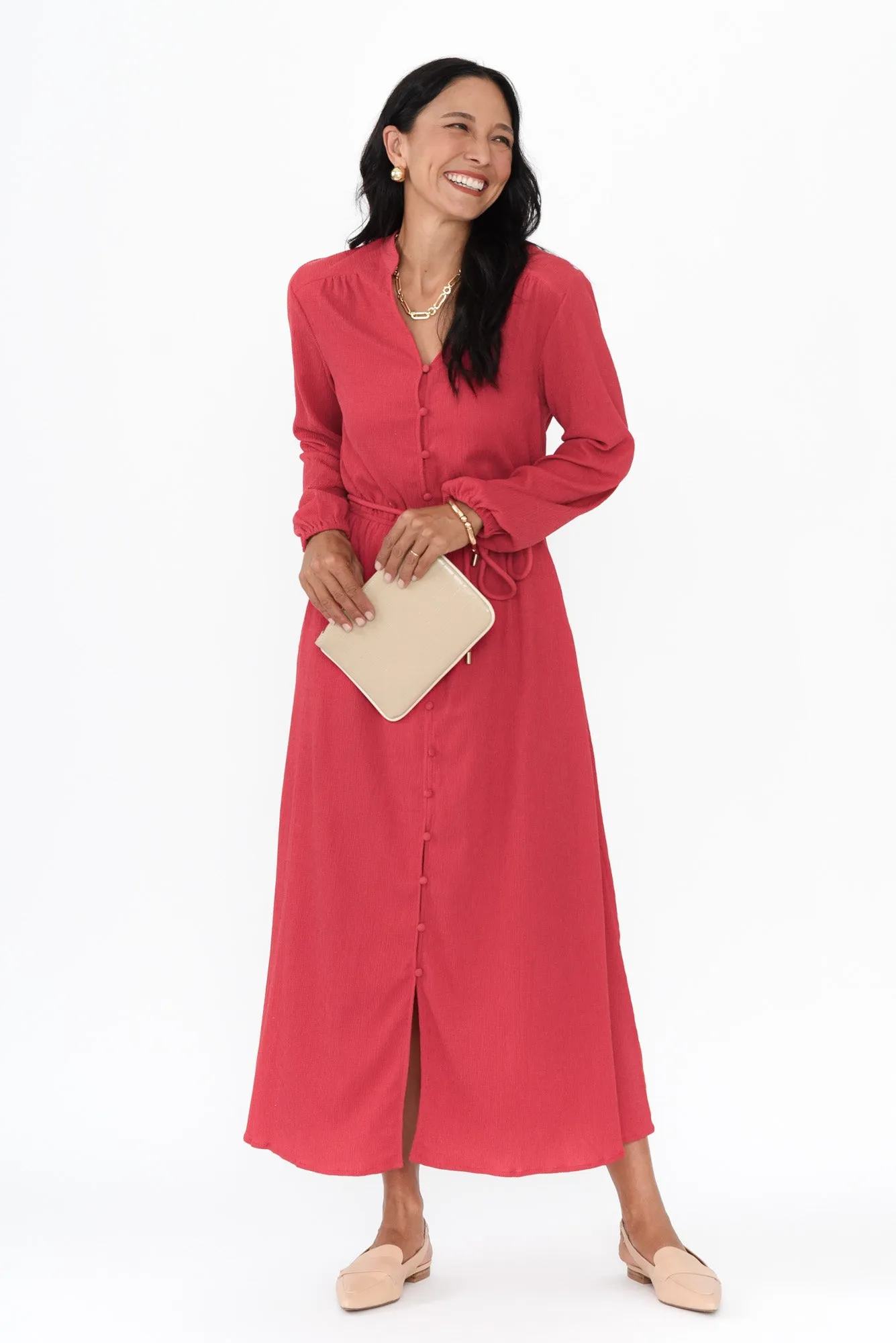 Anette Red Tie Dress sold by Blue Bungalow