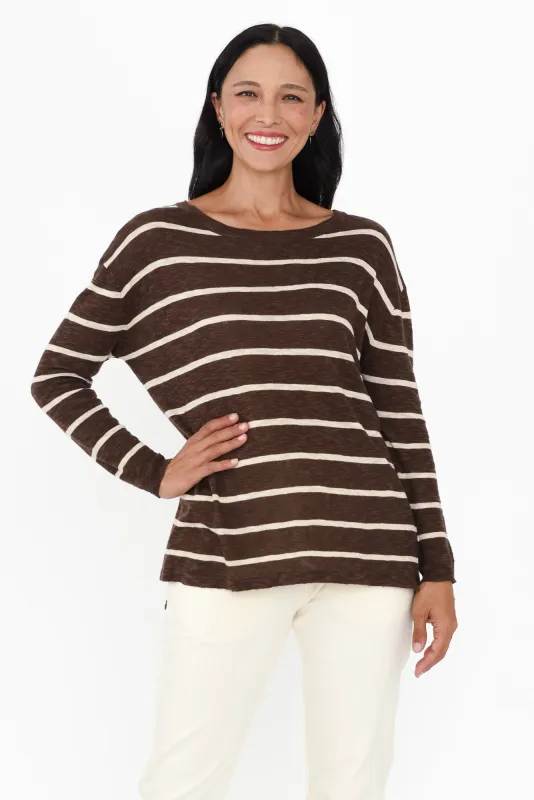 Natasha Brown Stripe Knit Top sold by Blue Bungalow
