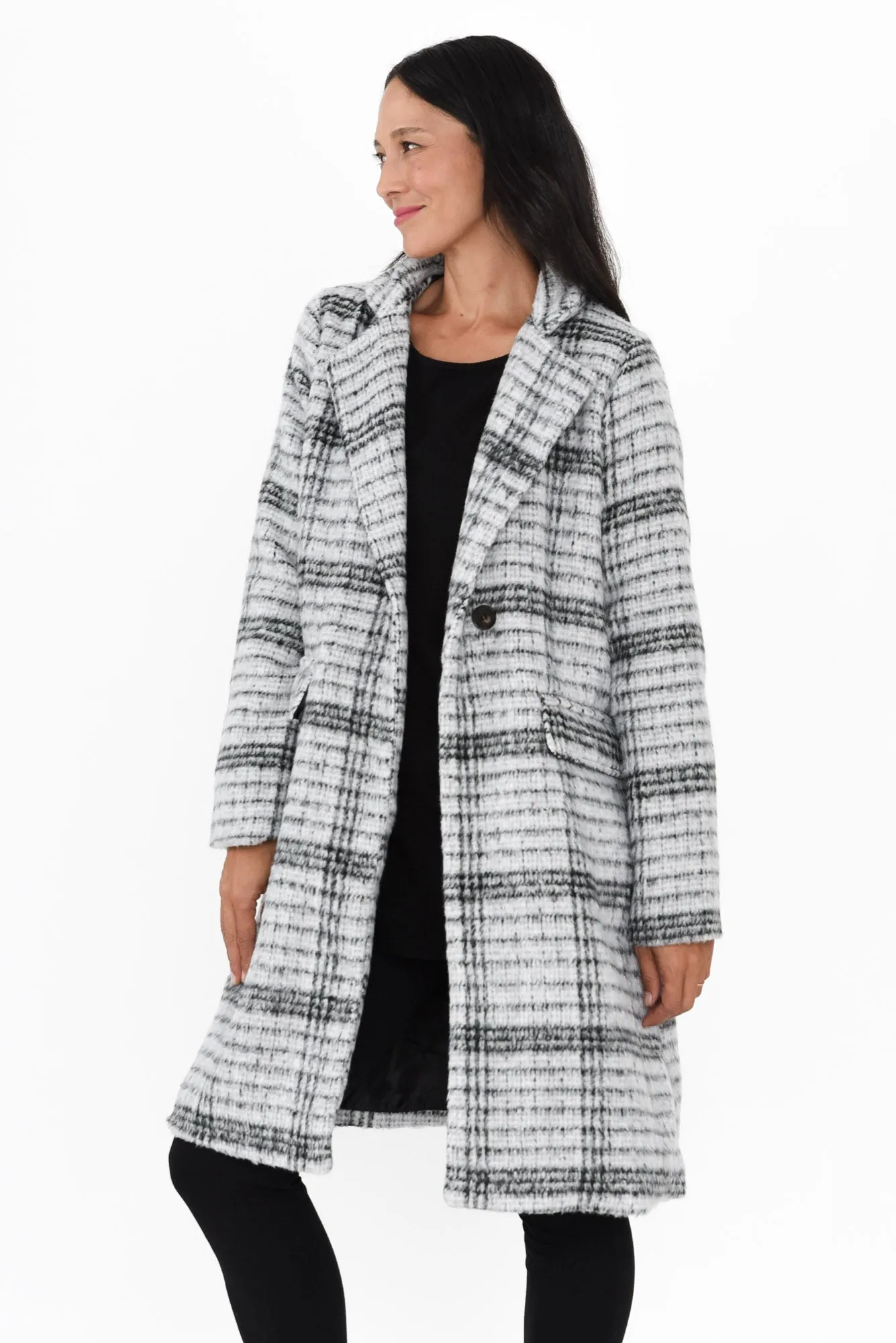 Wanda Grey Check Coat sold by Blue Bungalow product image thumbnail 3