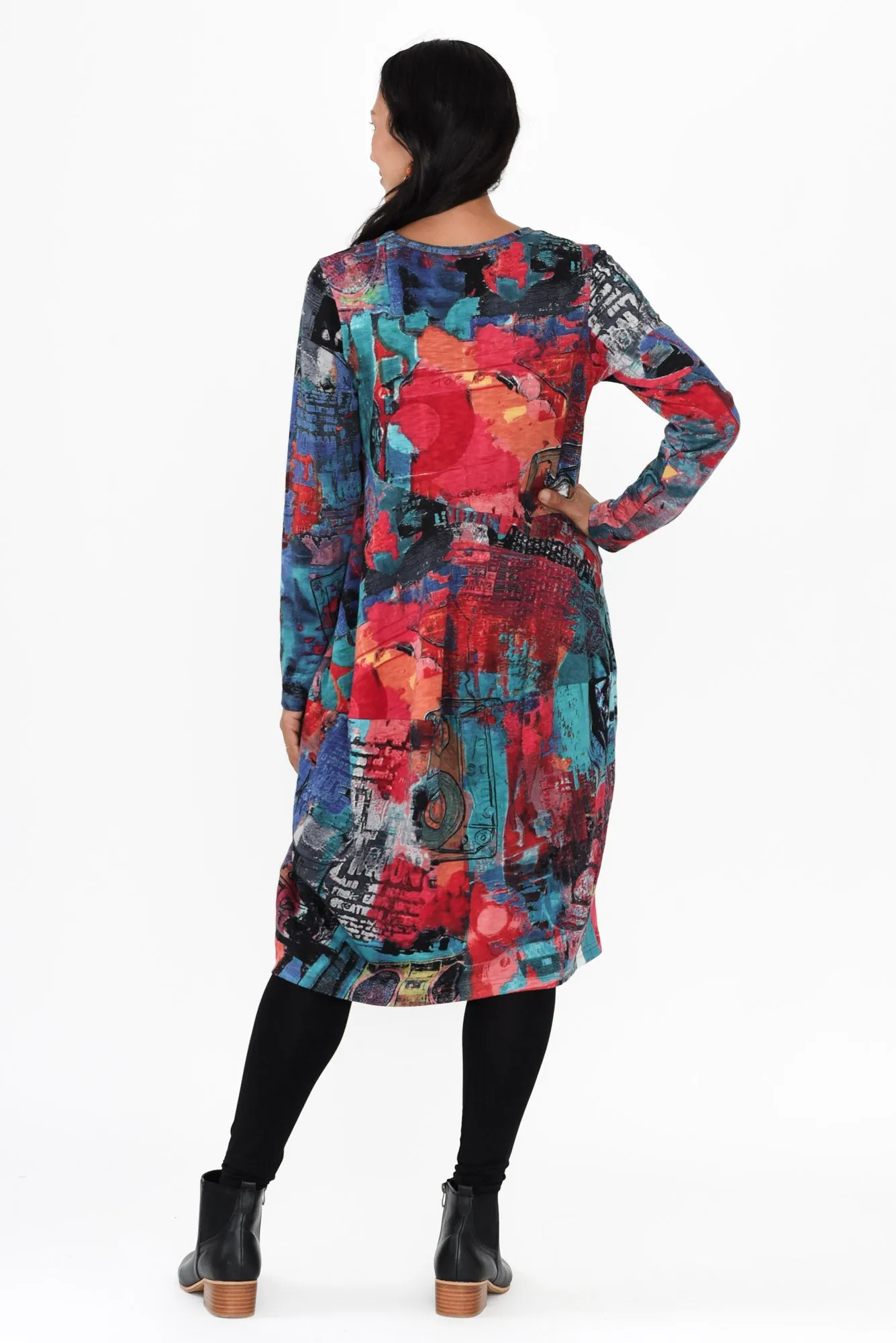 Elva Blue Abstract Organic Cotton Dress sold by Blue Bungalow product image thumbnail 4