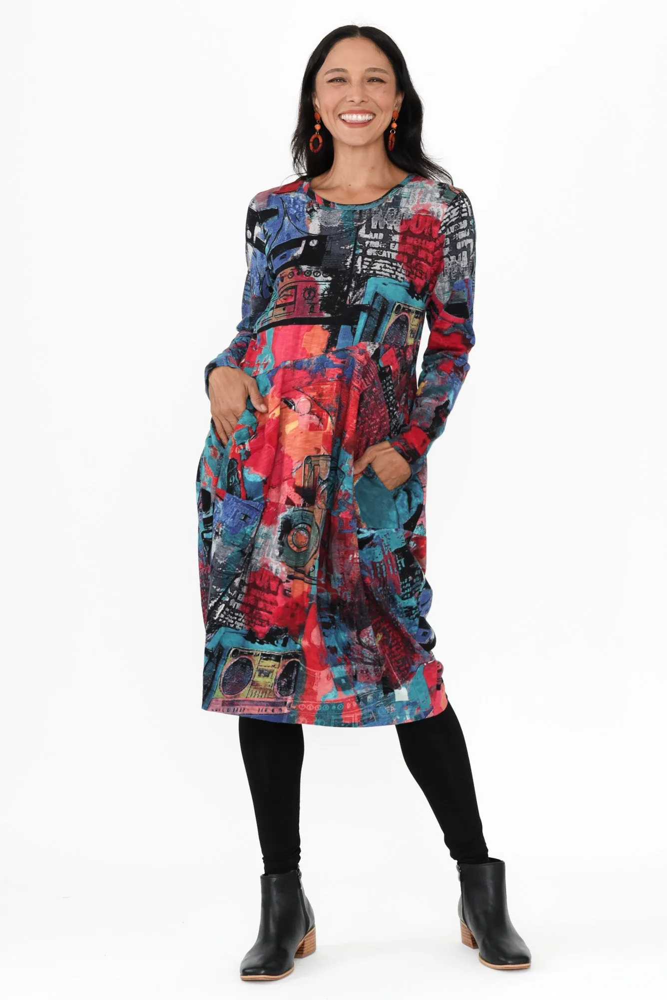 Elva Blue Abstract Organic Cotton Dress sold by Blue Bungalow product image thumbnail 2