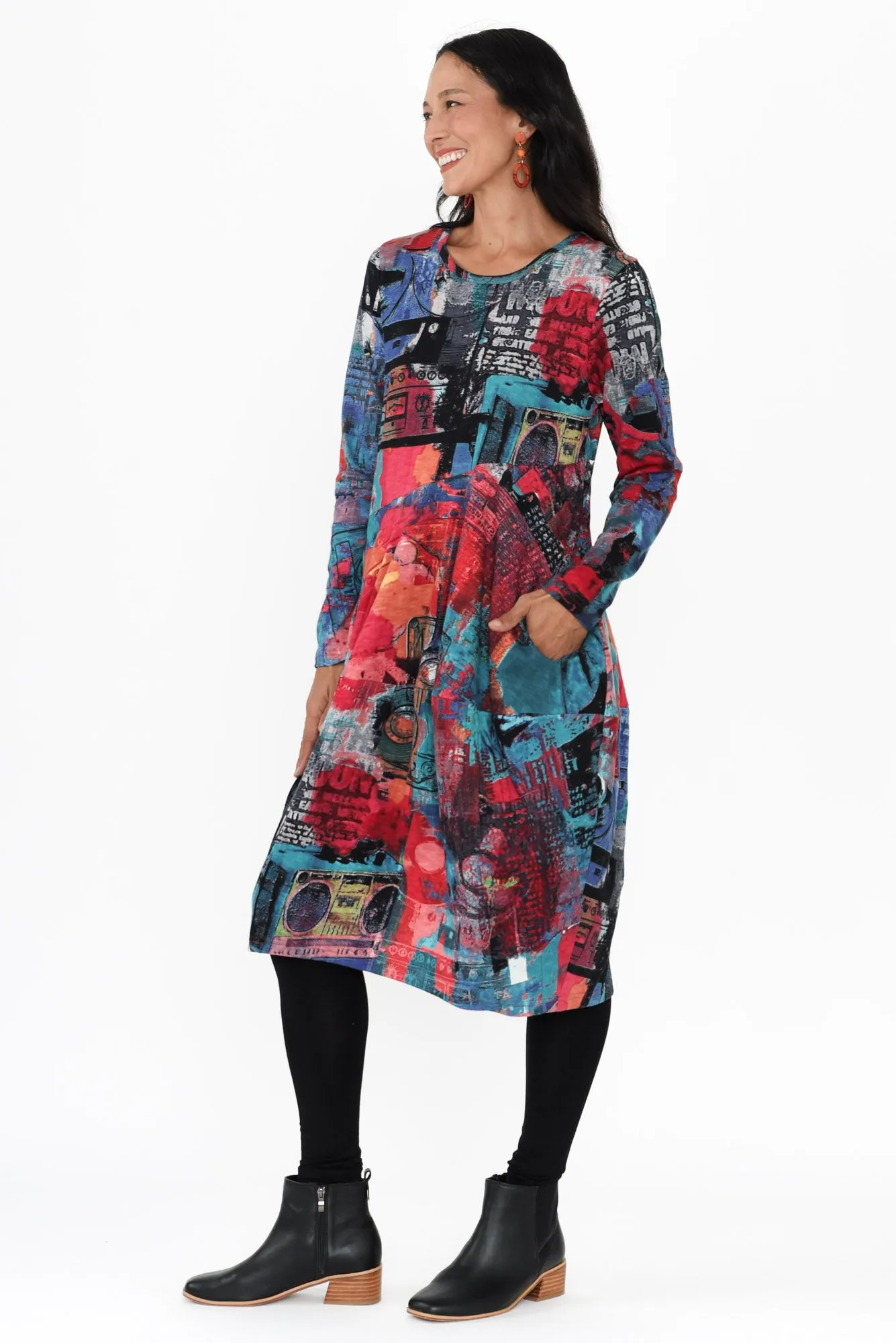 Elva Blue Abstract Organic Cotton Dress sold by Blue Bungalow product image thumbnail 3