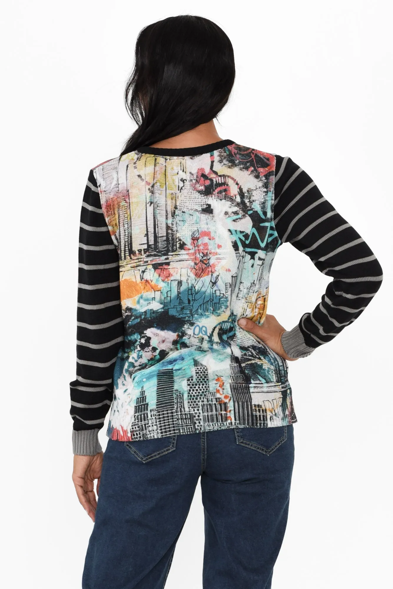 Anka Black Abstract Organic Cotton Jumper sold by Blue Bungalow product image thumbnail 4
