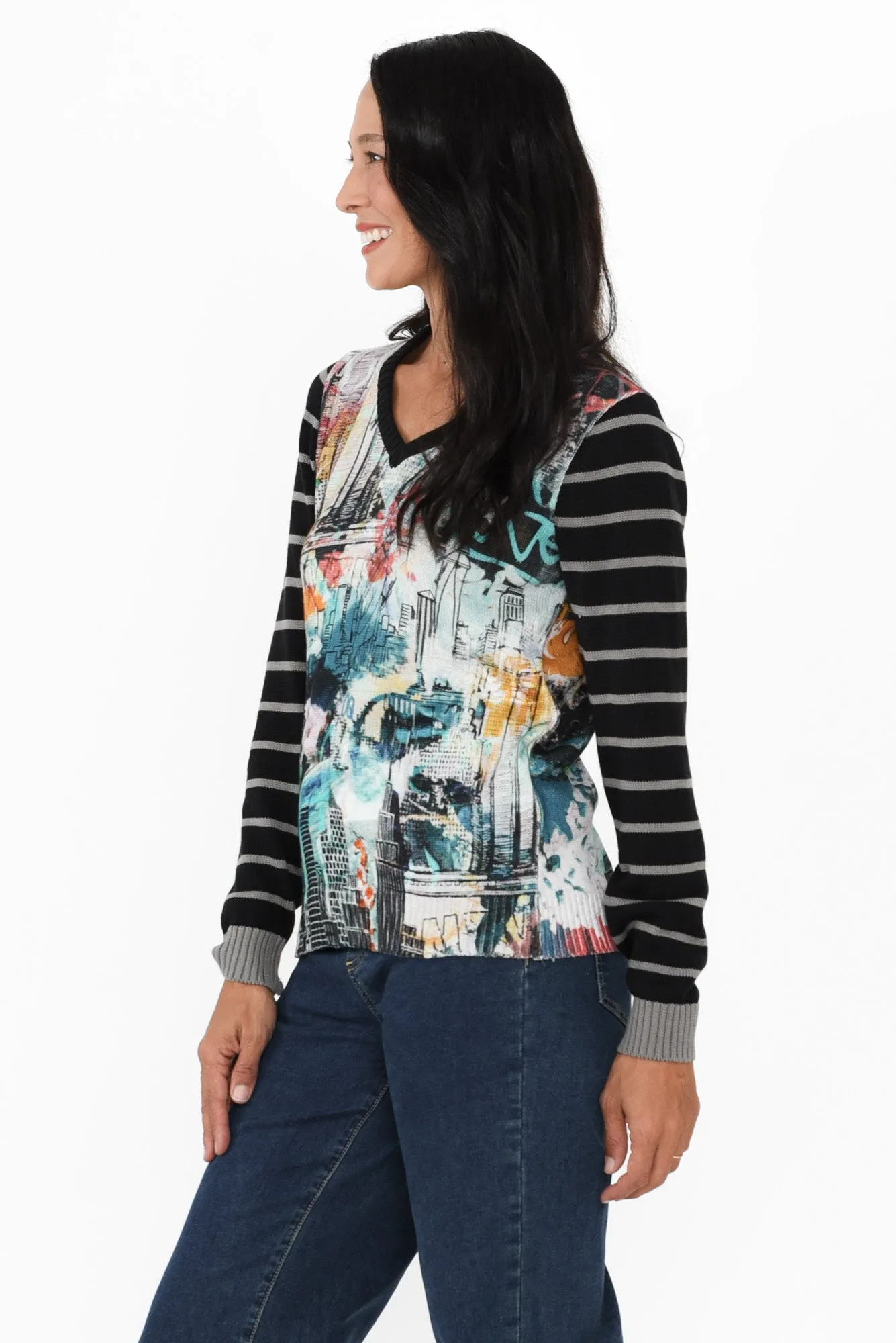 Anka Black Abstract Organic Cotton Jumper sold by Blue Bungalow product image thumbnail 3