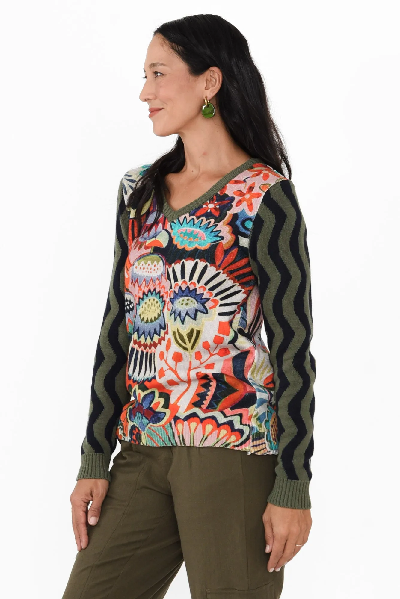 Anka Khaki Floral Organic Cotton Jumper sold by Blue Bungalow product image thumbnail 3