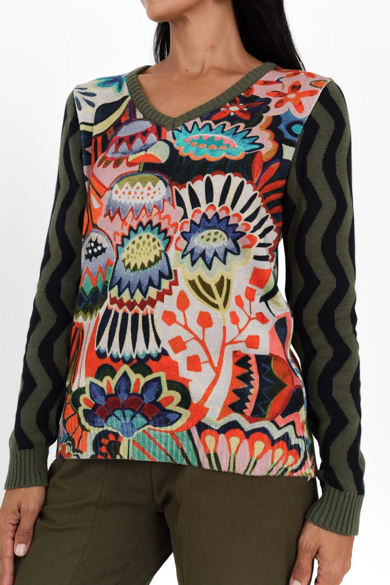 Anka Khaki Floral Organic Cotton Jumper sold by Blue Bungalow product image thumbnail 5