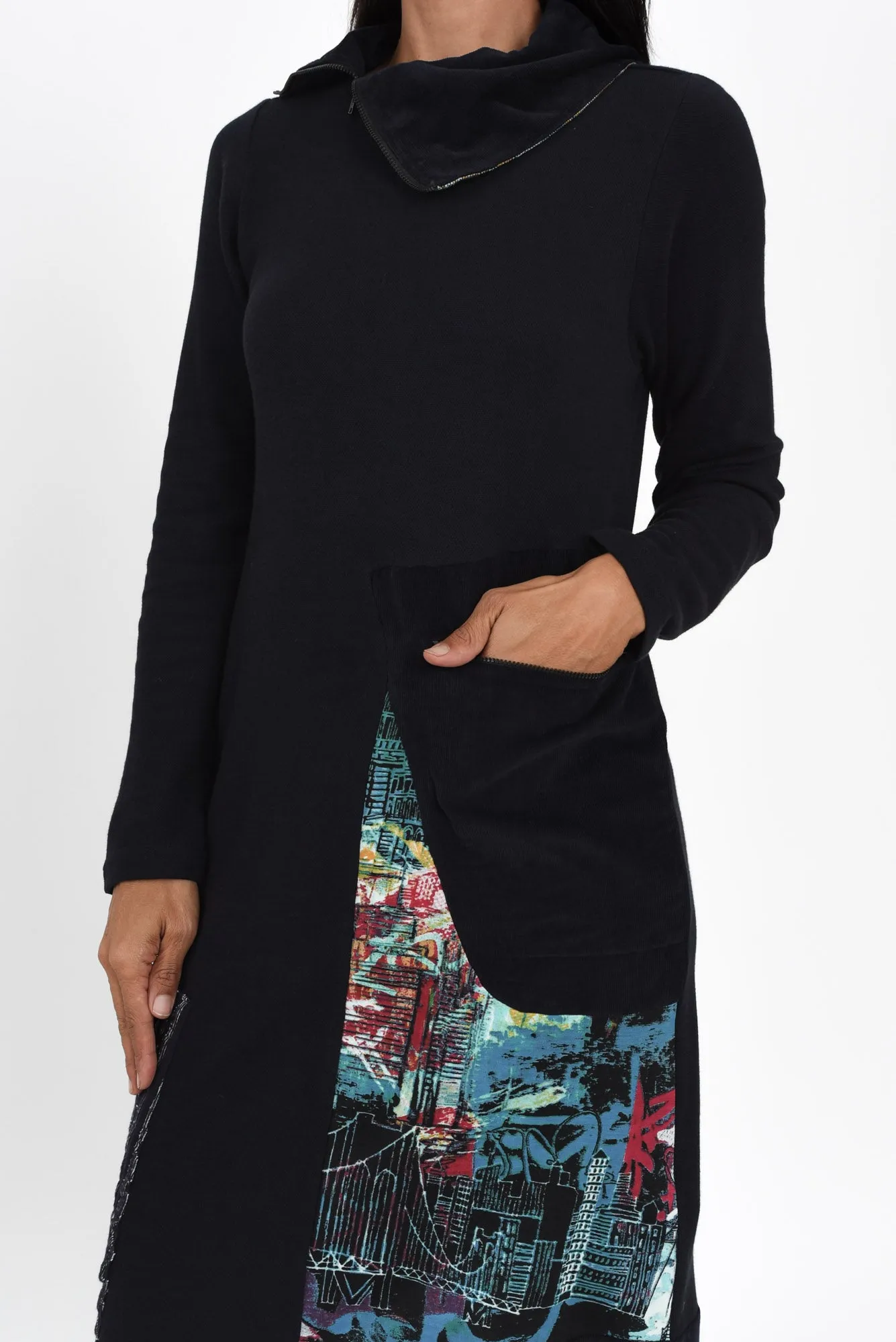 Almia Navy Patchwork Sleeved Dress sold by Blue Bungalow product image thumbnail 5