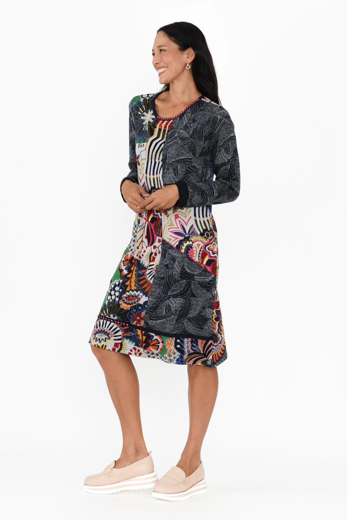 Thelma Navy Patchwork Pocket Dress sold by Blue Bungalow product image thumbnail 3