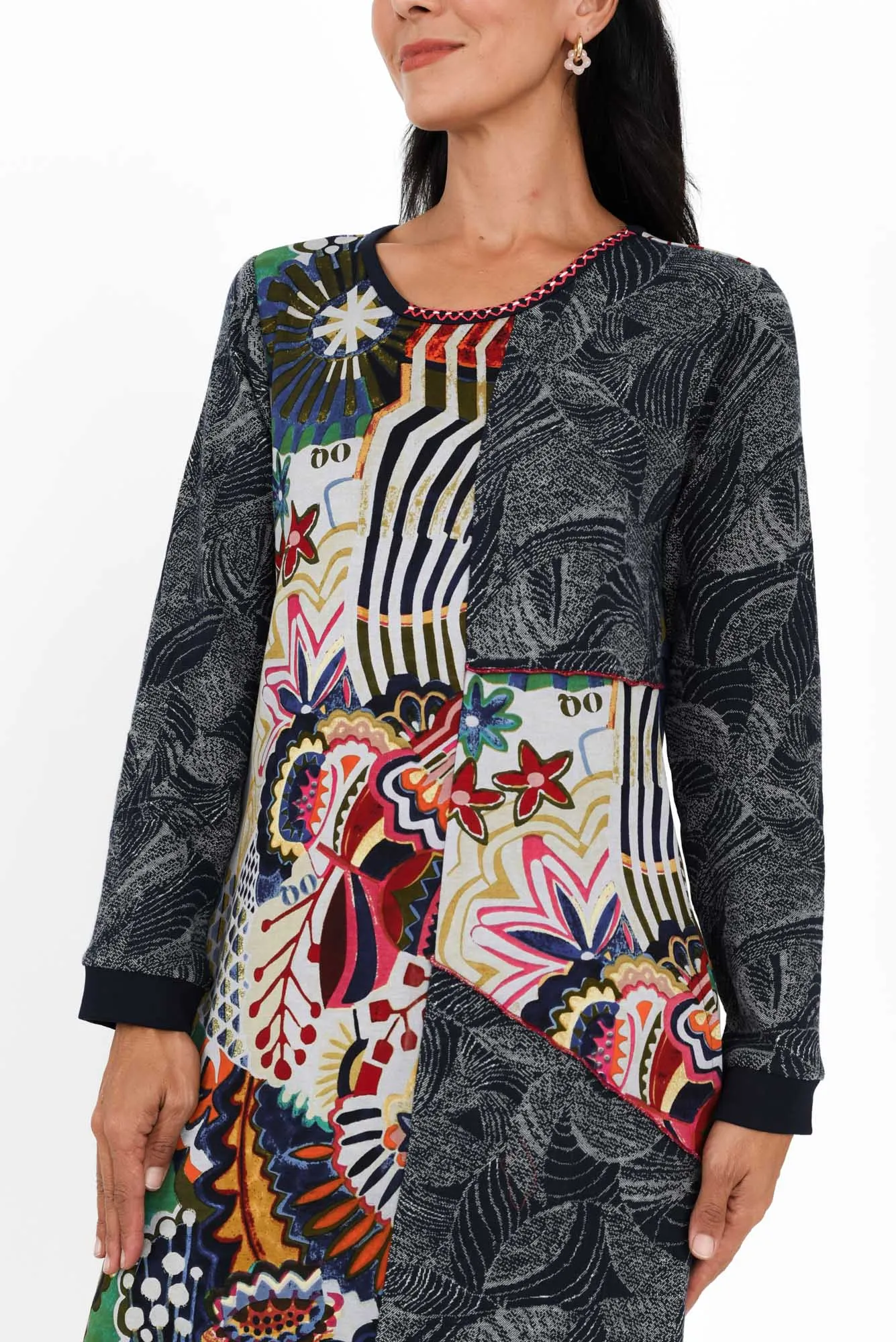 Thelma Navy Patchwork Pocket Dress sold by Blue Bungalow product image thumbnail 5