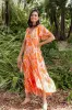 Buxton Orange Abstract Button Tier Dress sold by Blue Bungalow