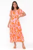 Buxton Orange Abstract Button Tier Dress sold by Blue Bungalow
