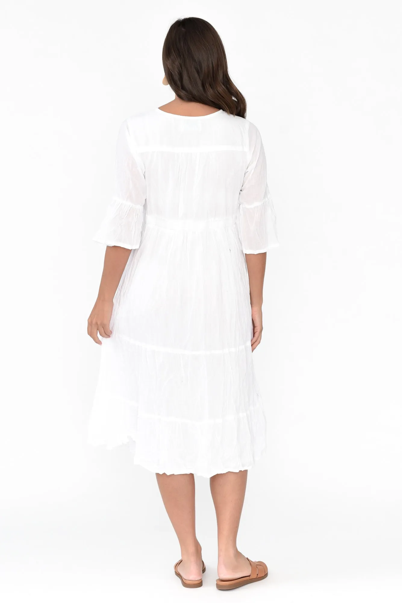 Kenley White Crinkle Cotton Dress sold by Blue Bungalow product image thumbnail 5