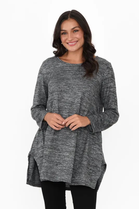Dylan Charcoal Marle Knit Tunic sold by Blue Bungalow