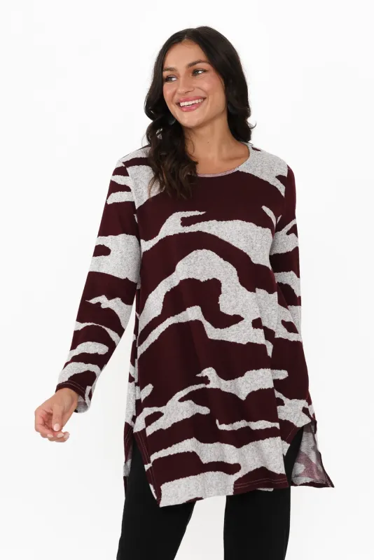 Dylan Red Abstract Knit Tunic sold by Blue Bungalow