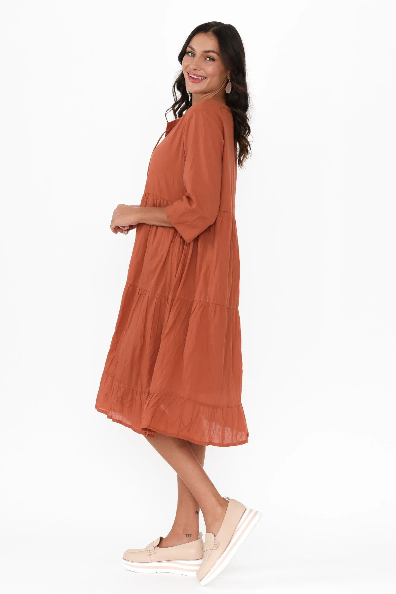 Milana Rust Crinkle Cotton Dress sold by Blue Bungalow product image thumbnail 3
