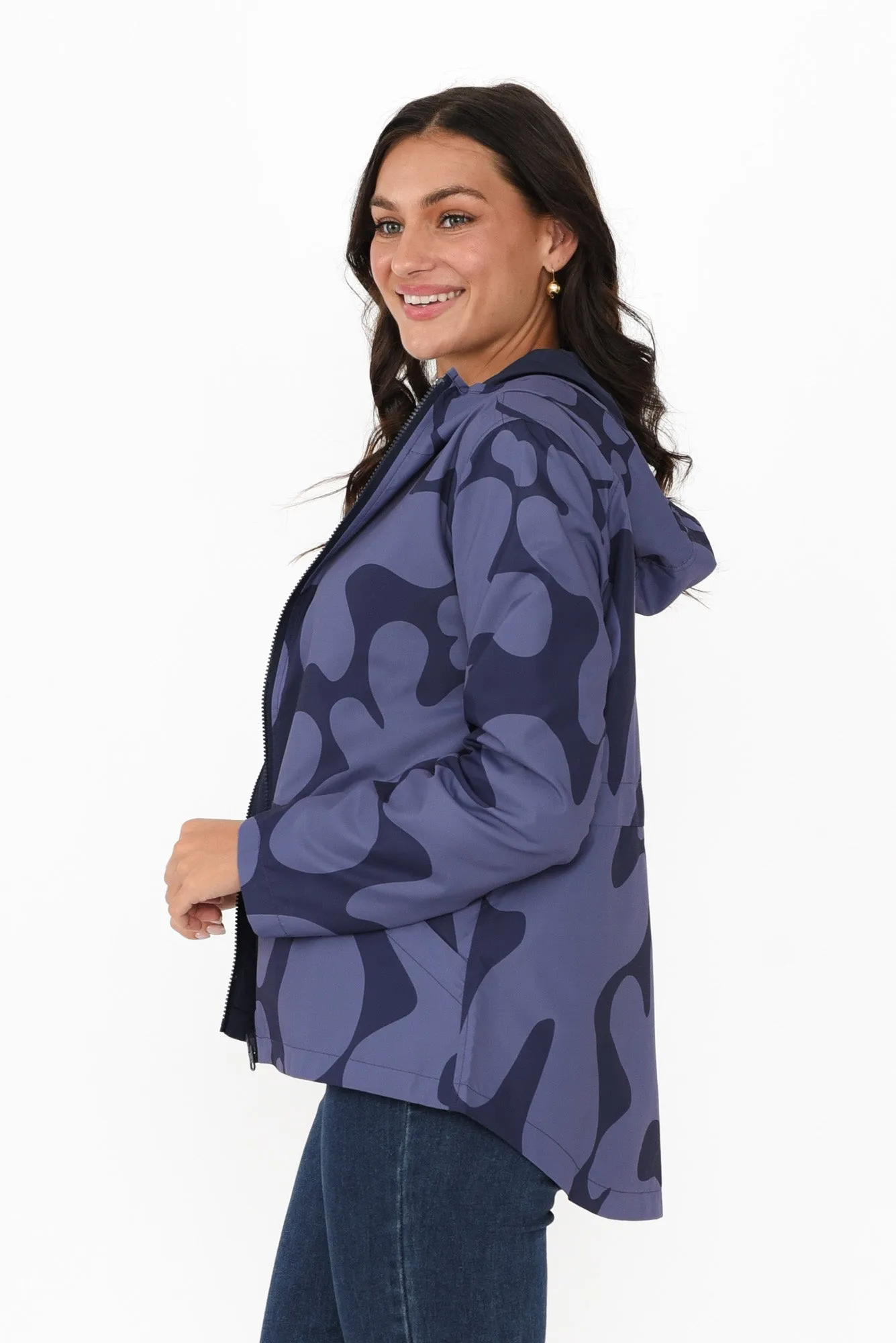 Wilma Blue Abstract Reversible Jacket sold by Blue Bungalow product image thumbnail 4