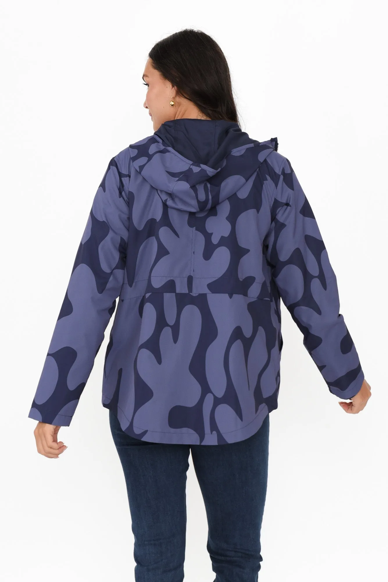 Wilma Blue Abstract Reversible Jacket sold by Blue Bungalow product image thumbnail 3