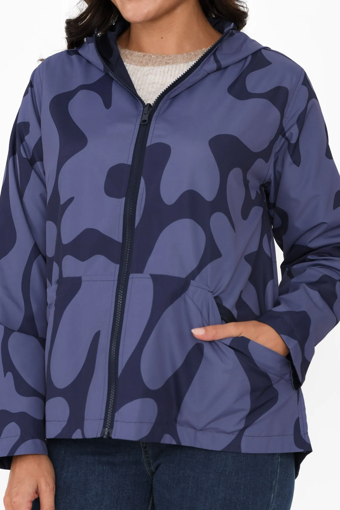 Wilma Blue Abstract Reversible Jacket sold by Blue Bungalow product image thumbnail 5