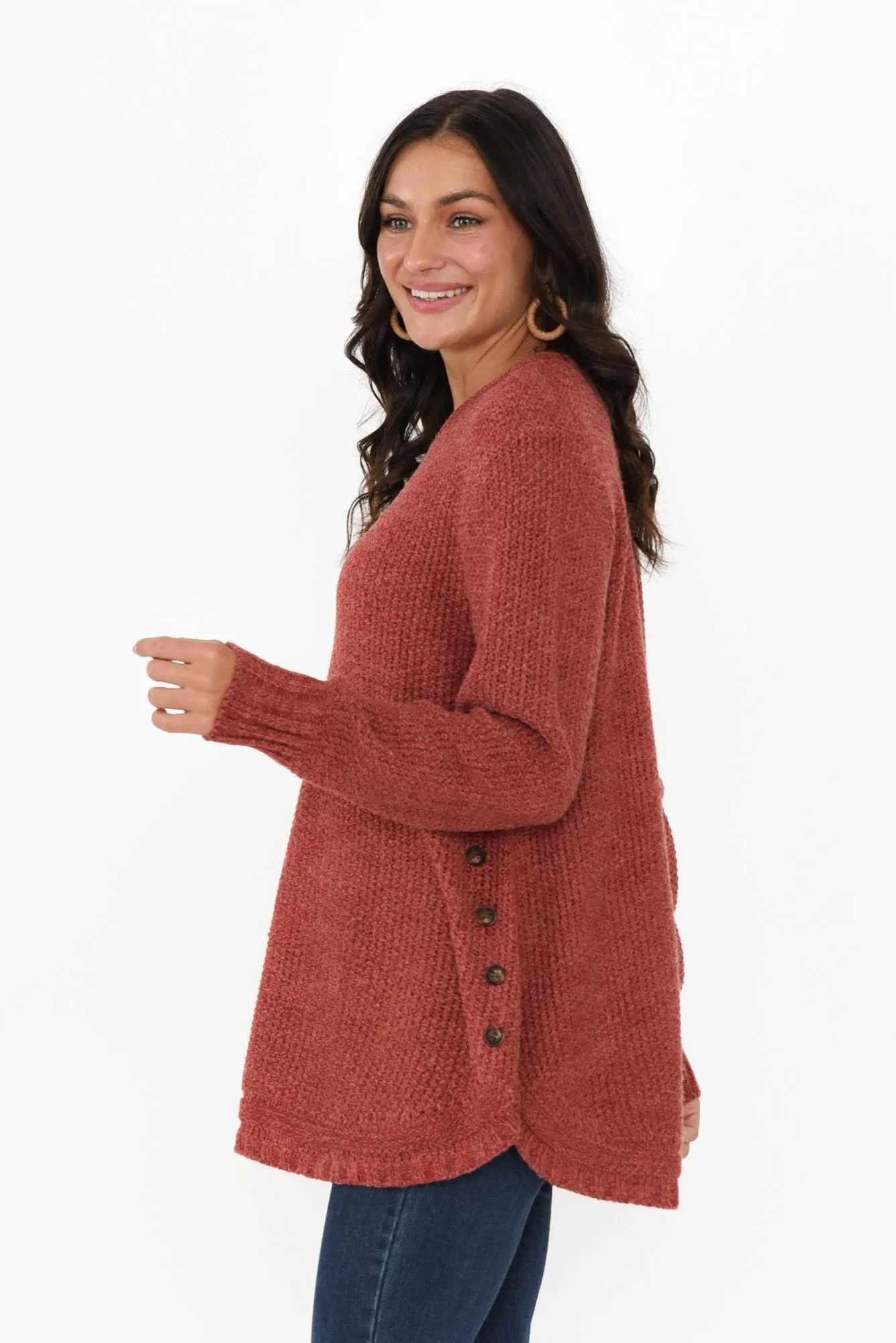 Lucas Rust Knit Button Jumper sold by Blue Bungalow product image thumbnail 3