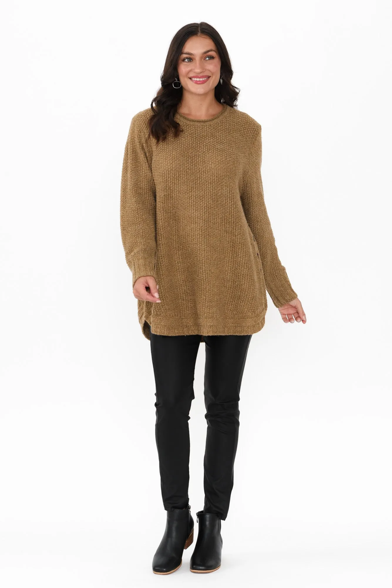 Lucas Mocha Knit Button Jumper sold by Blue Bungalow product image thumbnail 2
