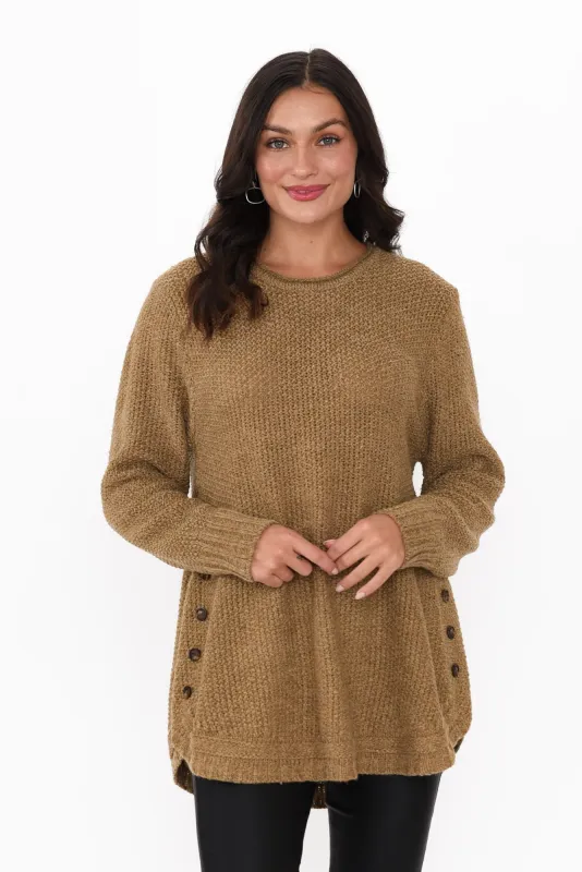Lucas Mocha Knit Button Jumper sold by Blue Bungalow