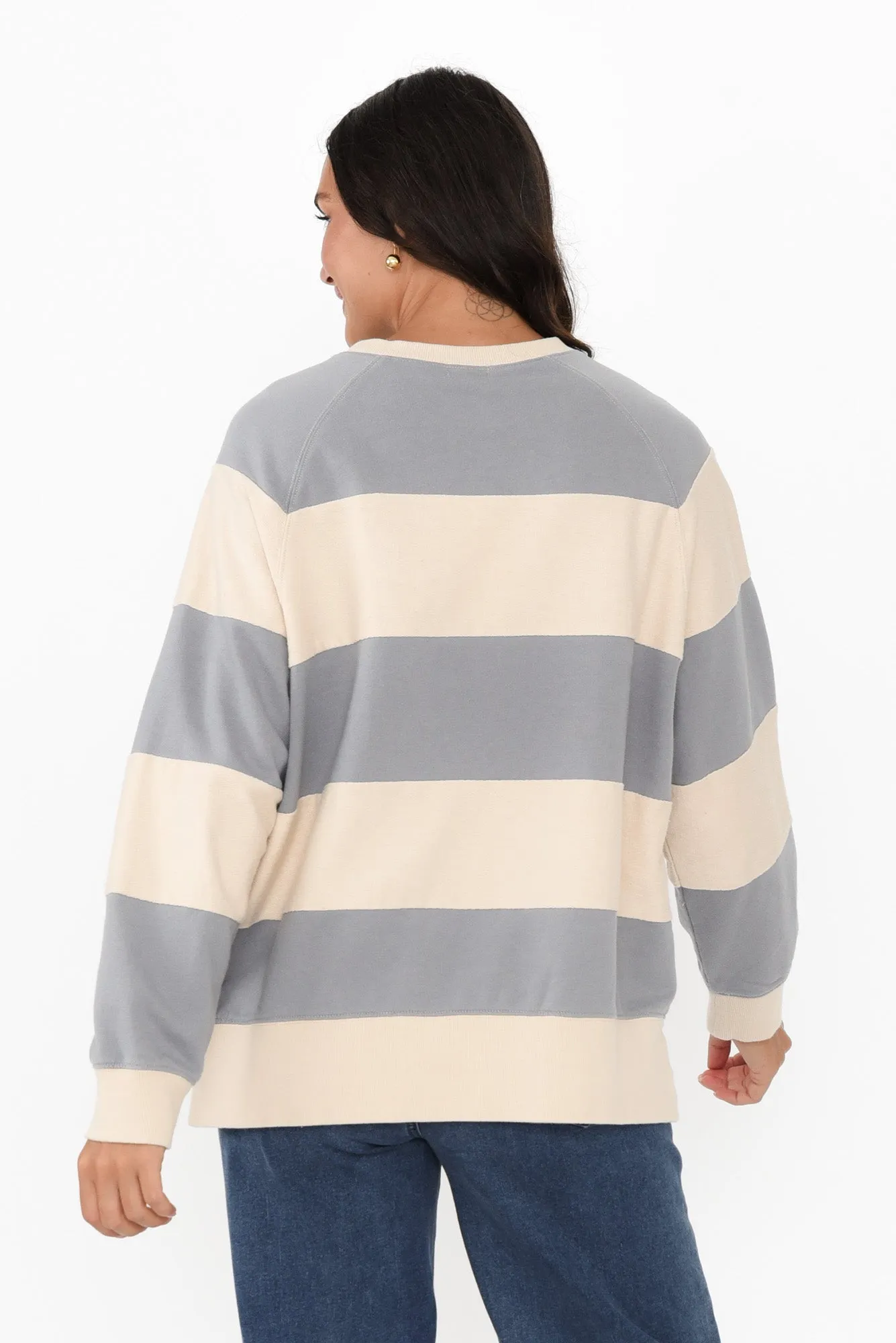 Katrin Steel Stripe Cotton Crewneck Sweatshirt sold by Blue Bungalow product image thumbnail 4