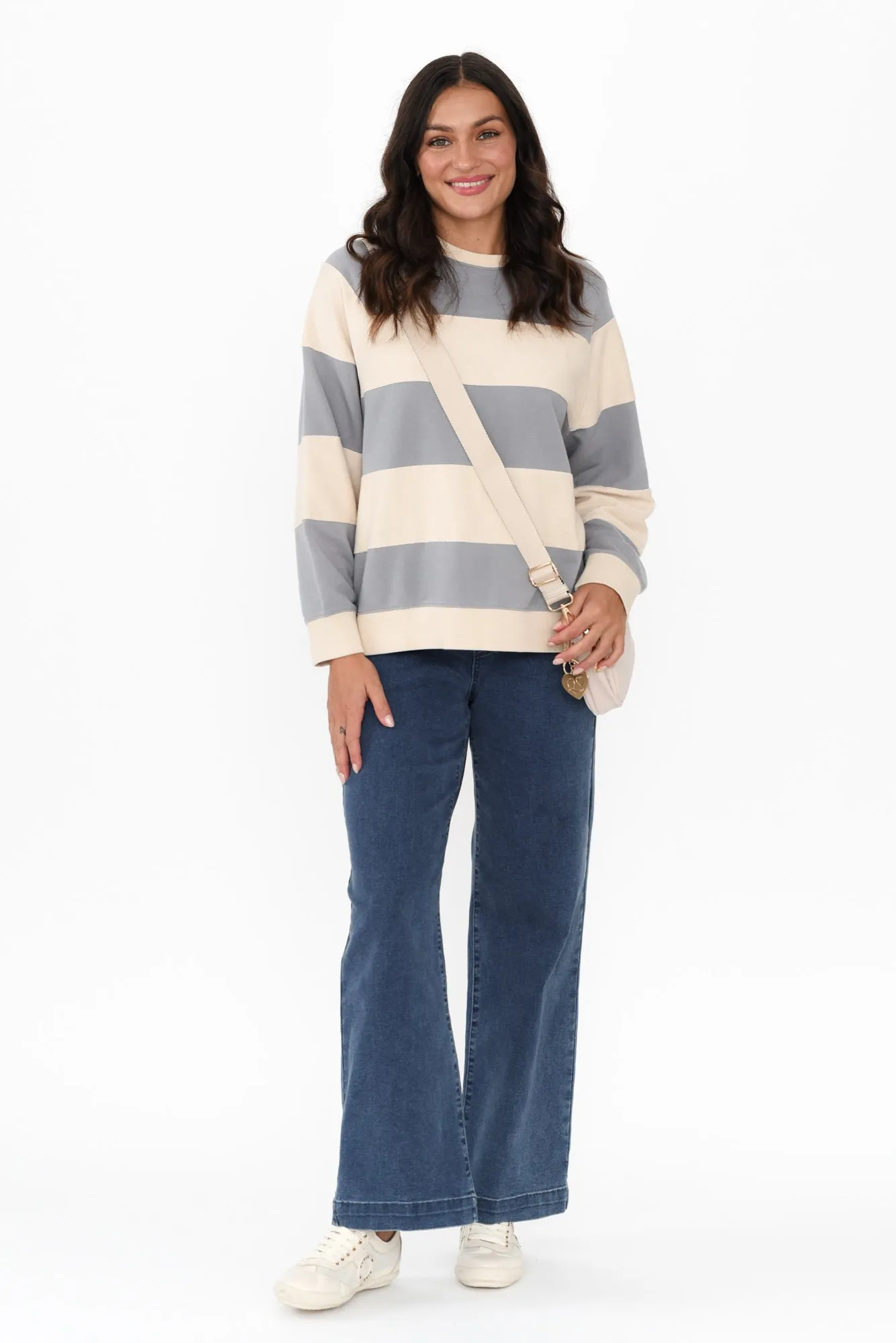 Katrin Steel Stripe Cotton Crewneck Sweatshirt sold by Blue Bungalow product image thumbnail 2
