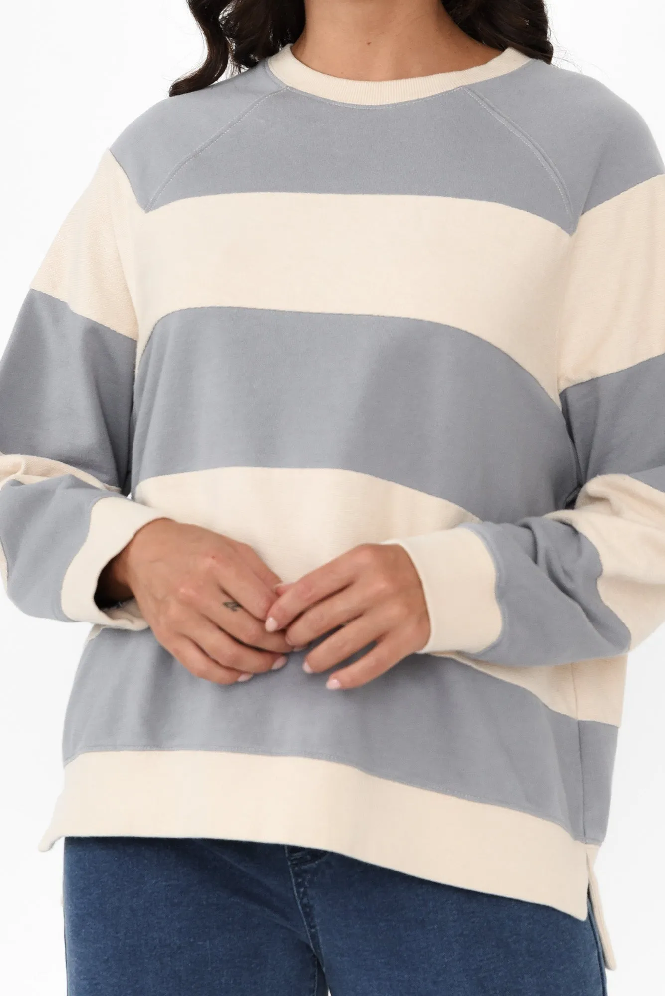 Katrin Steel Stripe Cotton Crewneck Sweatshirt sold by Blue Bungalow product image thumbnail 5